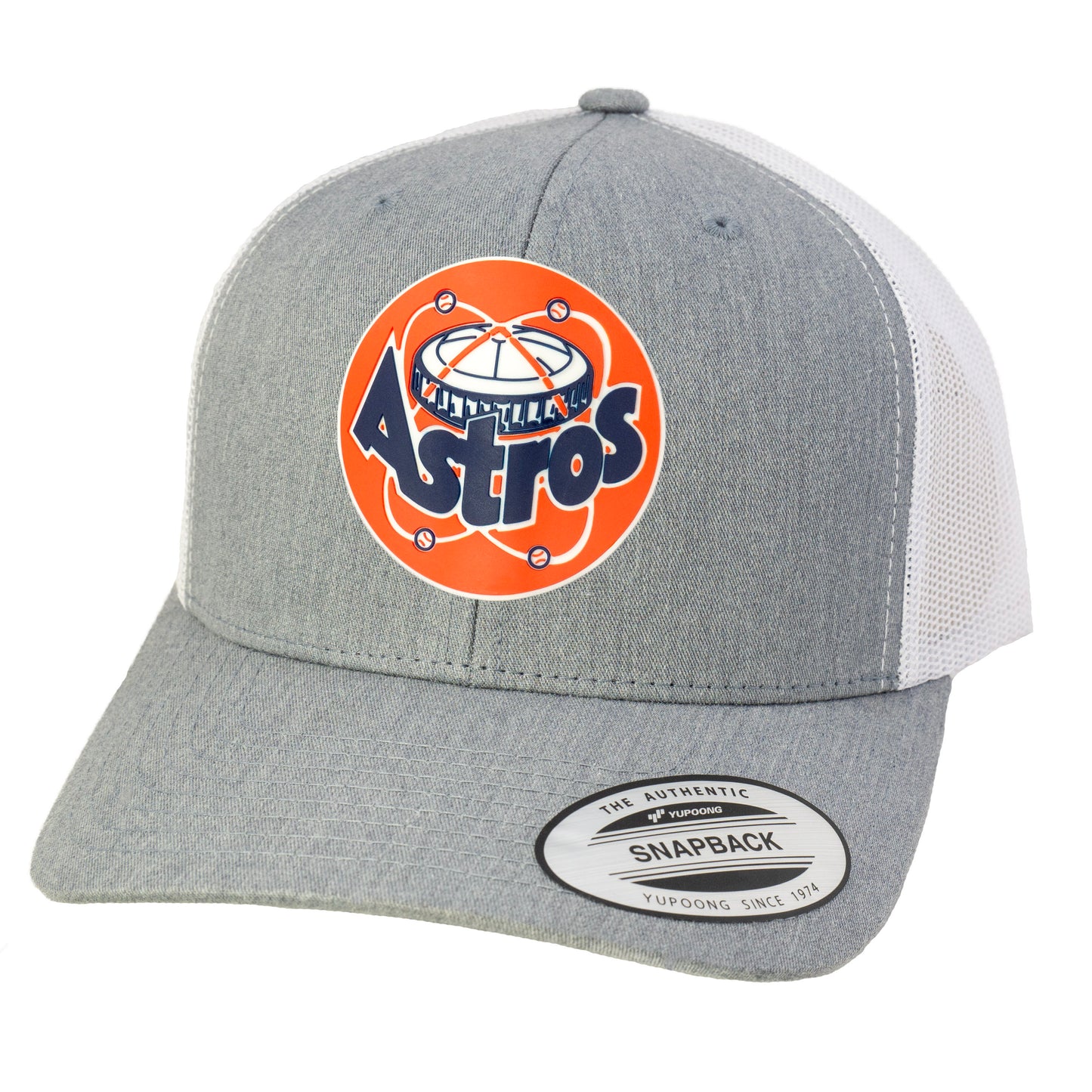 Astros Retro Astrodome Classic YP Snapback Trucker Hat- Heather Grey/ White - Ten Gallon Hat Co.