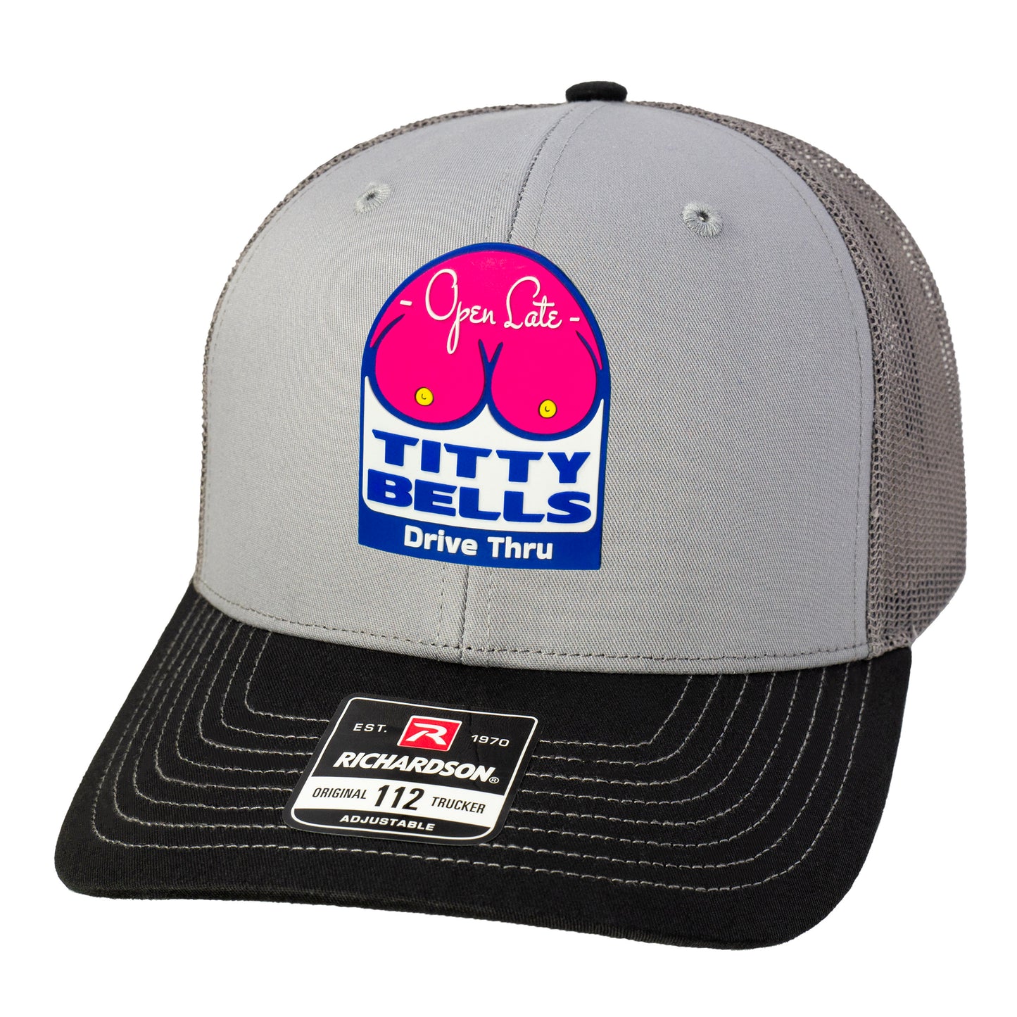 Titty Bells 3D PVC Patch Hat- Grey/ Charcoal/ Black - Ten Gallon Hat Co.