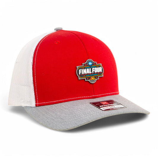 2025 March Madness Final Four 3D Snapback Trucker Hat- Red/ White/ Heather Grey