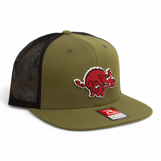Arkansas Razorbacks 1970’s Classic 3D Wool Blend Flat Bill Hat- Loden/ Black