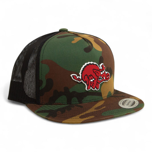 Arkansas Razorbacks 1970’s Classic 3D YP Snapback Flat Bill Trucker Hat- Army Camo/ Black