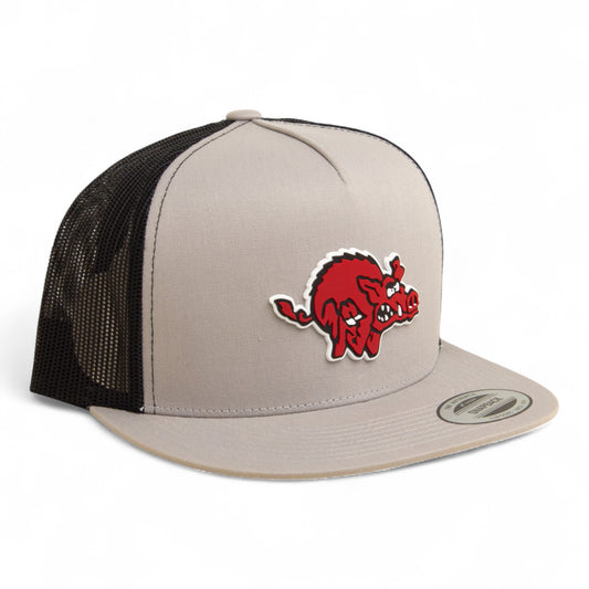 Arkansas Razorbacks 1970’s Classic 3D YP Snapback Flat Bill Trucker Hat- Silver/ Black