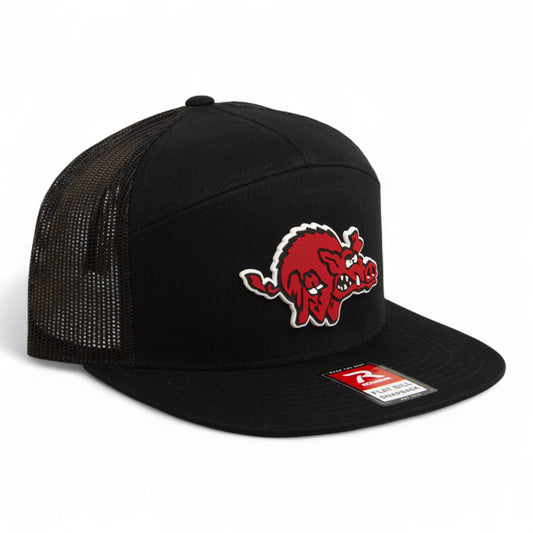 Arkansas Razorbacks 1970’s Classic 3D Snapback Seven-Panel Flat Bill Trucker Hat- Black