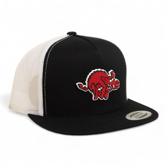 Arkansas Razorbacks 1970’s Classic 3D YP Snapback Flat Bill Trucker Hat- Black/ White