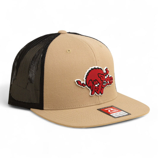 Arkansas Razorbacks 1970’s Classic 3D Wool Blend Flat Bill Hat- Tan/ Black