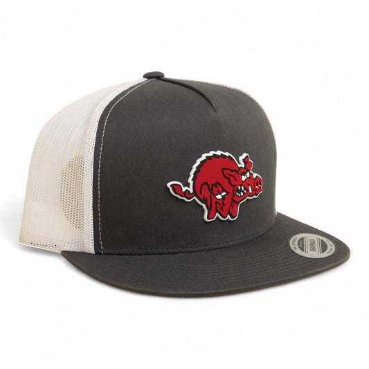 Arkansas Razorbacks 1970’s Classic 3D YP Snapback Flat Bill Trucker Hat- Charcoal/ White