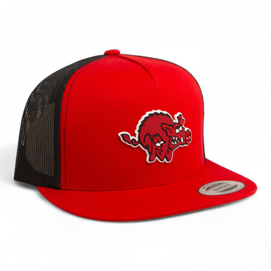 Arkansas Razorbacks 1970’s Classic 3D YP Snapback Flat Bill Trucker Hat- Red/ Black