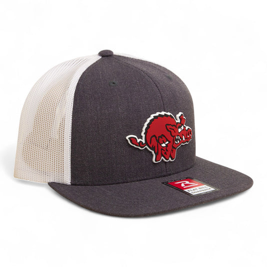 Arkansas Razorbacks 1970’s Classic 3D Wool Blend Flat Bill Hat- Heather Charcoal/ White
