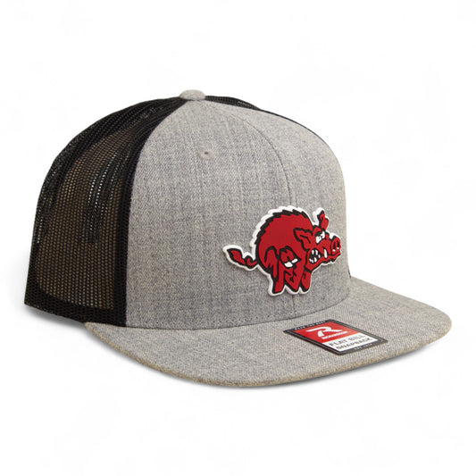 Arkansas Razorbacks 1970’s Classic 3D Wool Blend Flat Bill Hat- Heather Grey/ Black