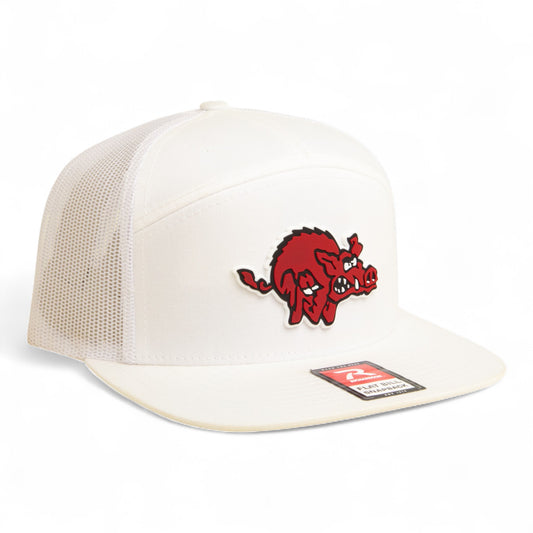 Arkansas Razorbacks 1970’s Classic 3D Snapback Seven-Panel Flat Bill Trucker Hat- White