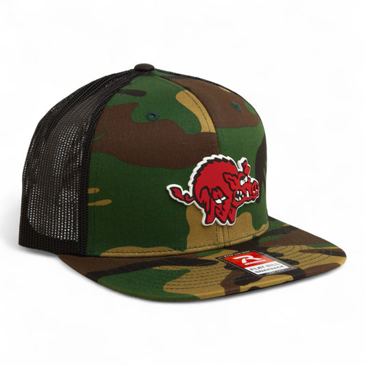 Arkansas Razorbacks 1970’s Classic 3D Wool Blend Flat Bill Hat- Army Camo/ Black