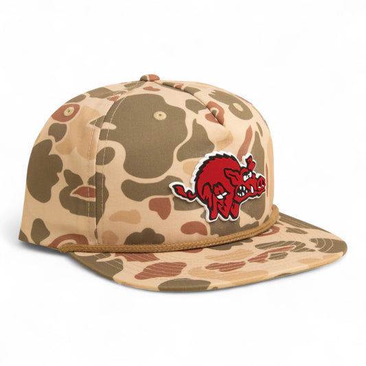 Arkansas Razorbacks 1970’s Classic 3D Umpqua Rope Hat- Harvest Duck Camo/ Light Brown