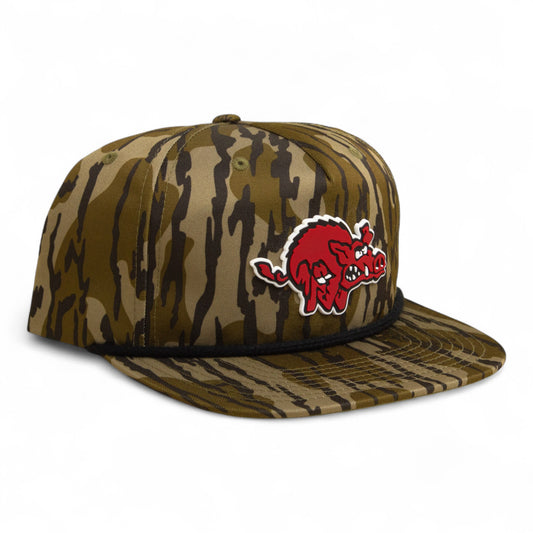 Arkansas Razorbacks 1970’s Classic 3D Umpqua Rope Hat- Mossy Oak Bottomland/ Black
