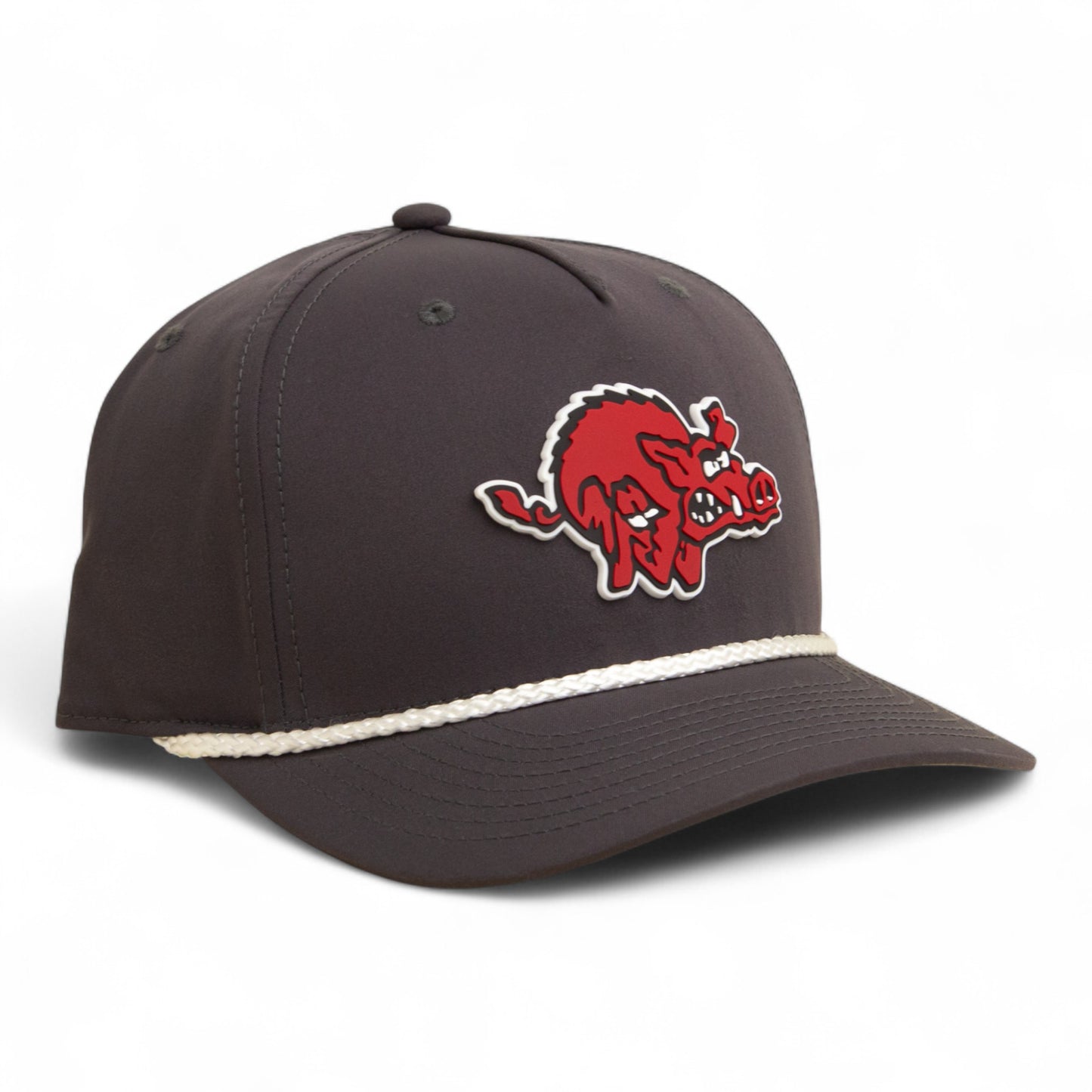 Arkansas Razorbacks 1970’s Classic 3D Five Panel Classic Rope Hat- Charcoal/ White