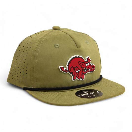 Arkansas Razorbacks 1970’s Classic 3D Perforated Rope Hat- Loden/ Black