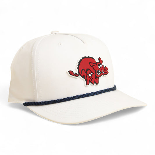 Arkansas Razorbacks 1970’s Classic 3D Five Panel Classic Rope Hat- White/ Navy