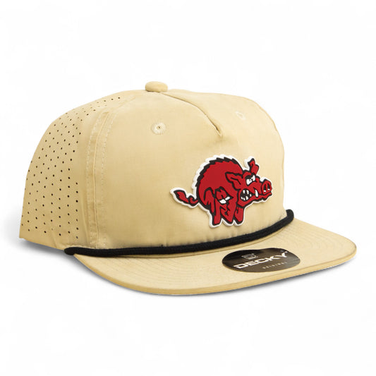 Arkansas Razorbacks 1970’s Classic 3D Perforated Rope Hat- Birch/ Black