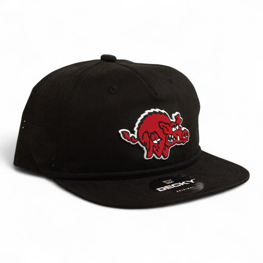 Arkansas Razorbacks 1970’s Classic 3D Perforated Rope Hat- Black