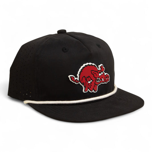 Arkansas Razorbacks 1970’s Classic 3D Perforated Rope Hat- Black/ White