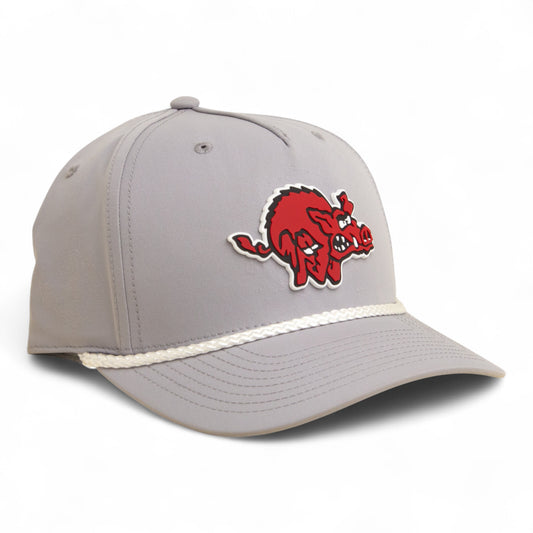 Arkansas Razorbacks 1970’s Classic 3D Five Panel Classic Rope Hat- Grey/ White