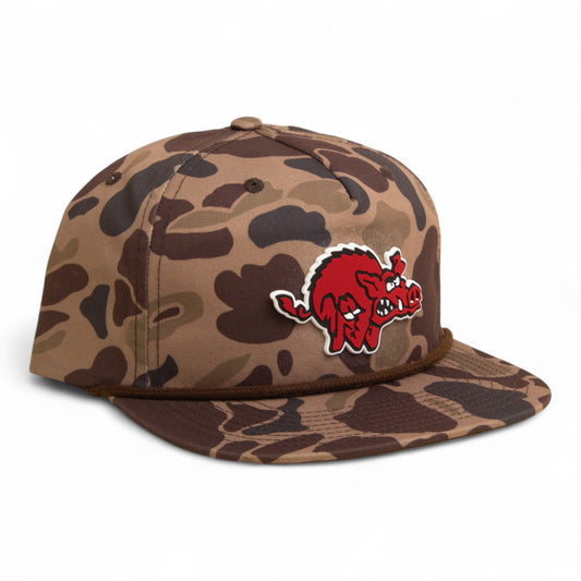 Arkansas Razorbacks 1970’s Classic 3D Umpqua Rope Hat- Bark Duck Camo/ Brown