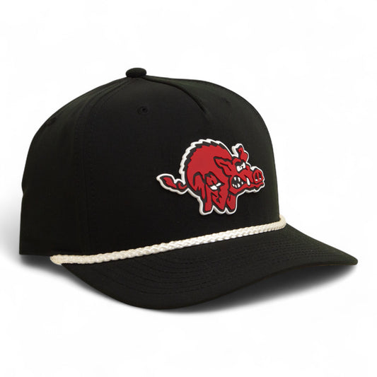 Arkansas Razorbacks 1970’s Classic 3D Five Panel Classic Rope Hat- Black/ White