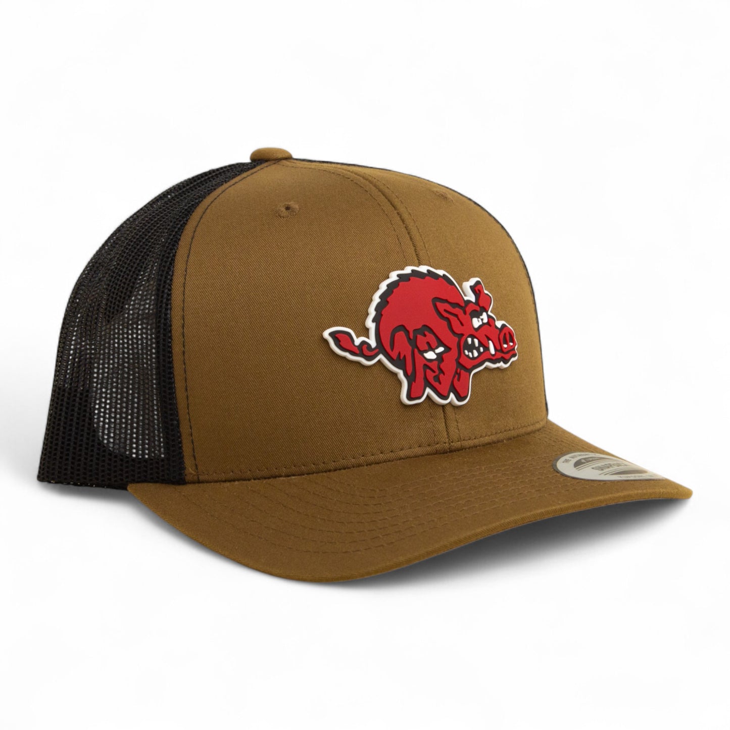 Arkansas Razorbacks 1970’s Classic 3D YP Snapback Trucker Hat- Coyote/ Black