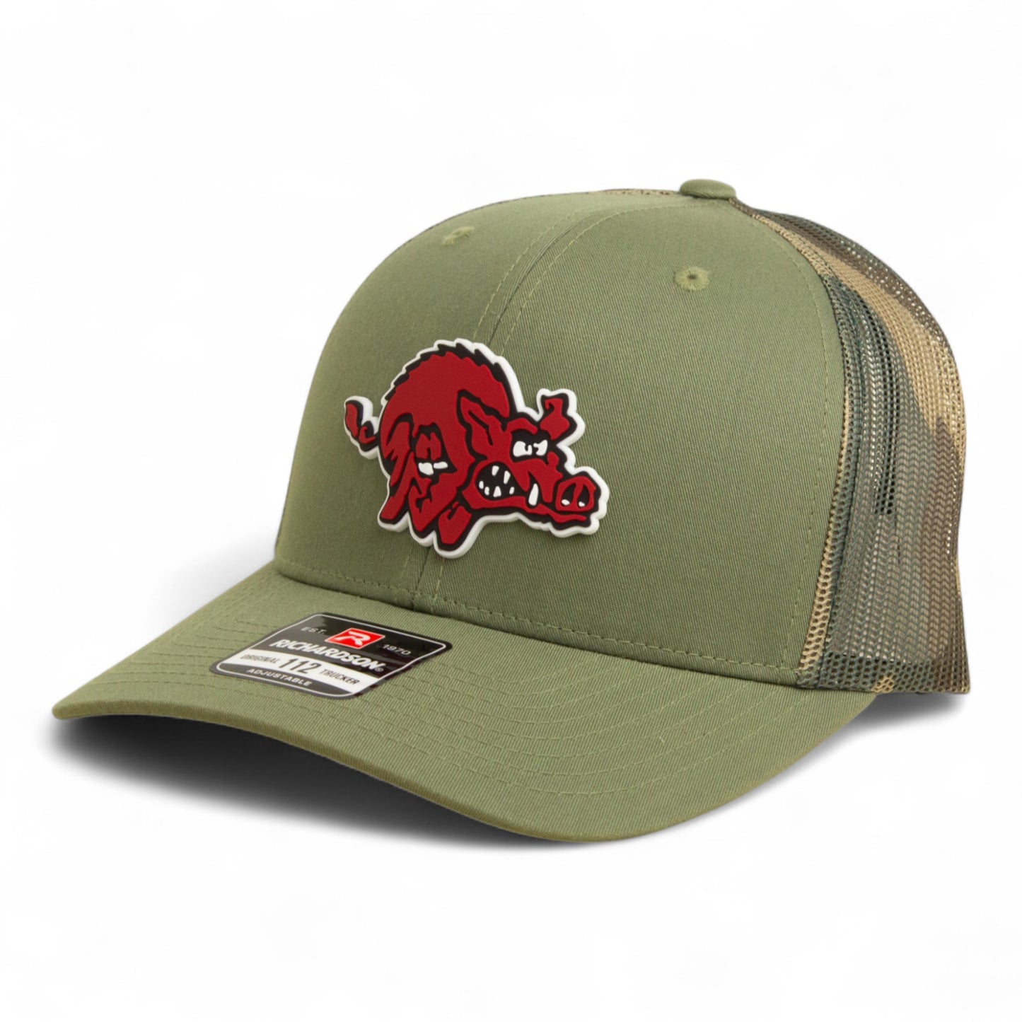 Arkansas Razorbacks 1970’s Classic 3D Snapback Trucker Hat- Loden/ Green Camo