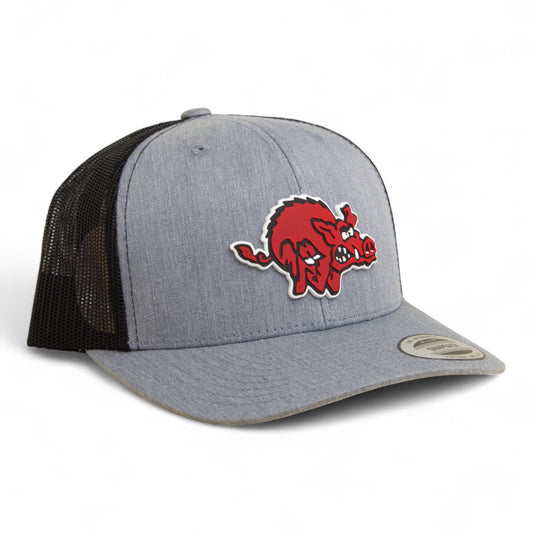 Arkansas Razorbacks 1970’s Classic 3D YP Snapback Trucker Hat- Heather Grey/ Black