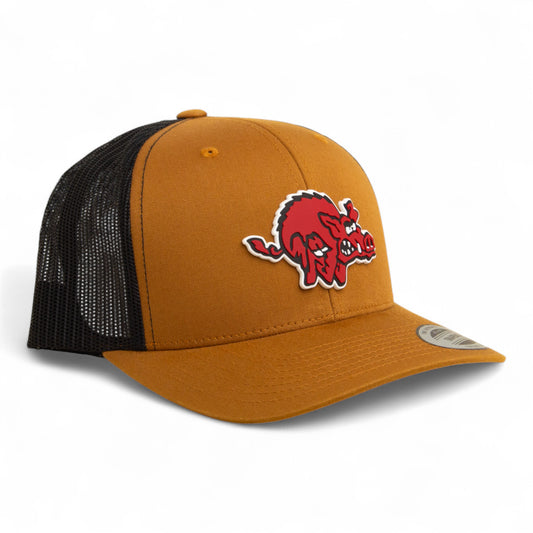 Arkansas Razorbacks 1970’s Classic 3D YP Snapback Trucker Hat- Caramel/ Black