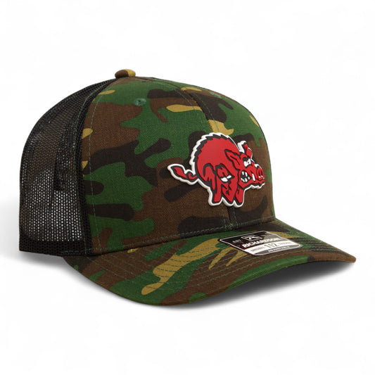 Arkansas Razorbacks 1970’s Classic 3D Snapback Trucker Hat- Army Camo/ Black