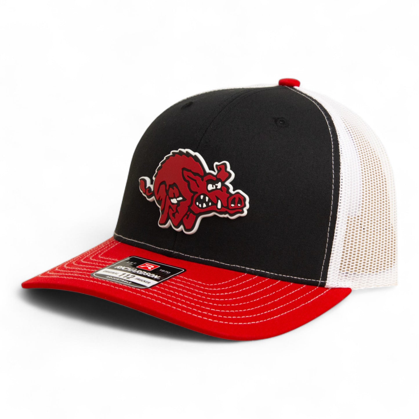 Arkansas Razorbacks 1970’s Classic 3D Snapback Trucker Hat- Black/ White/ Red