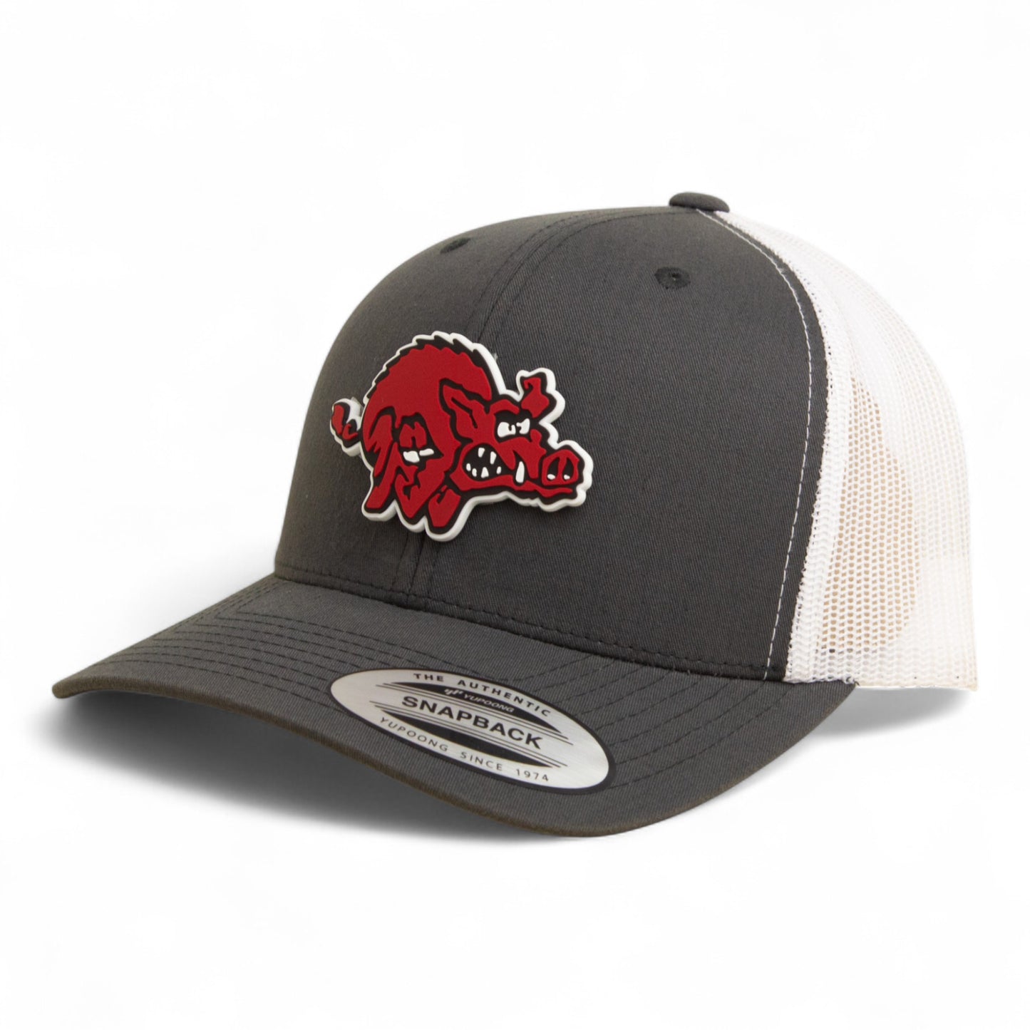Arkansas Razorbacks 1970’s Classic 3D YP Snapback Trucker Hat- Charcoal/ White