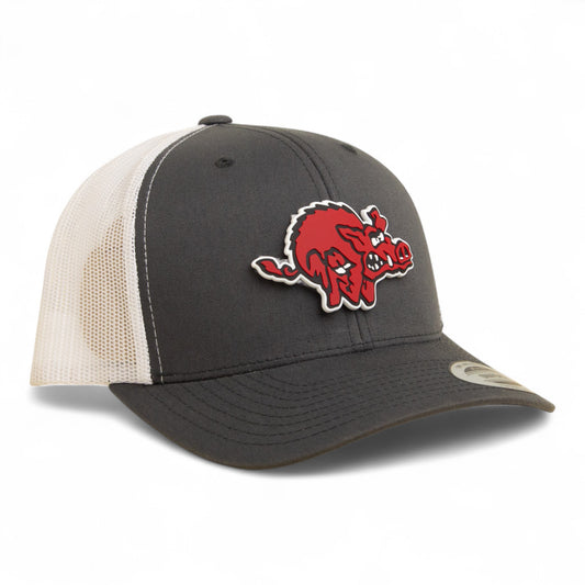 Arkansas Razorbacks 1970’s Classic 3D YP Snapback Trucker Hat- Charcoal/ White