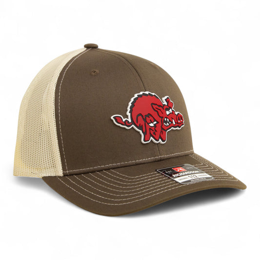 Arkansas Razorbacks 1970’s Classic 3D Snapback Trucker Hat- Chocolate Chip/ Birch