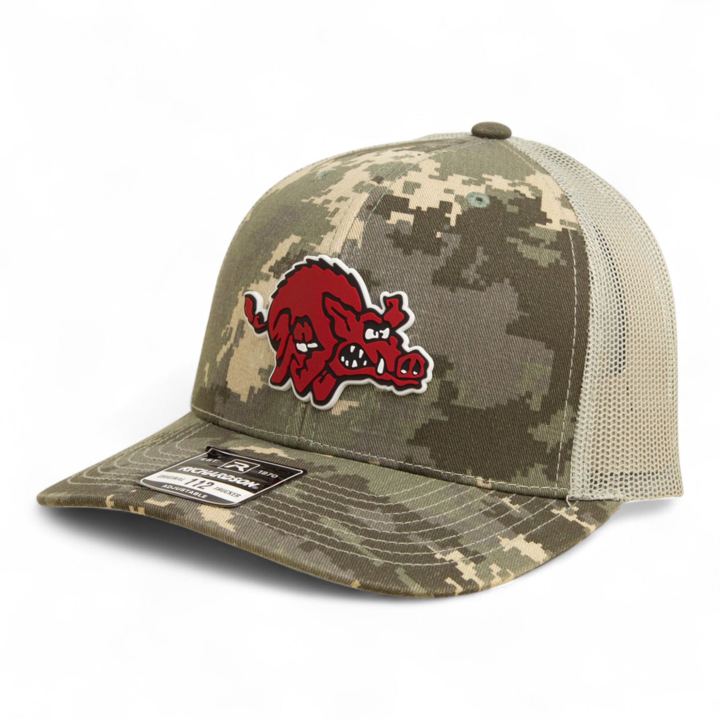 Arkansas Razorbacks 1970’s Classic 3D Snapback Trucker Hat- Military Digital Camo