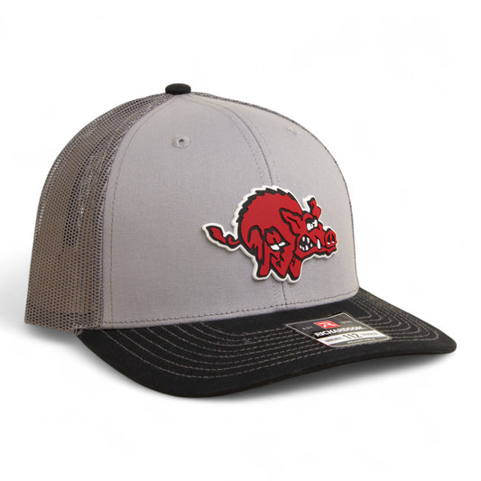 Arkansas Razorbacks 1970’s Classic 3D Snapback Trucker Hat- Grey/ Charcoal/ Black