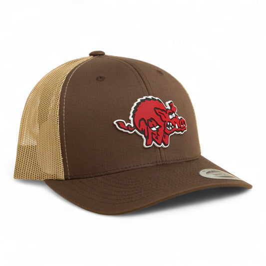 Arkansas Razorbacks 1970’s Classic 3D YP Snapback Trucker Hat- Brown/ Tan