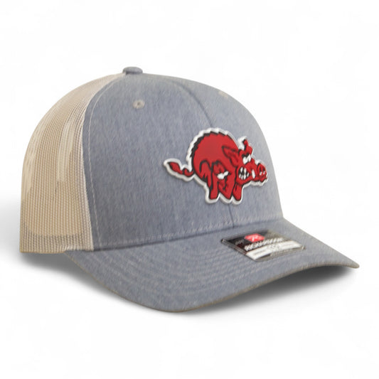 Arkansas Razorbacks 1970’s Classic 3D Snapback Trucker Hat- Heather Grey/ Light Grey