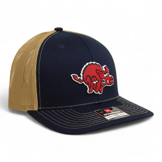 Arkansas Razorbacks 1970’s Classic 3D Snapback Trucker Hat- Navy/ Tan