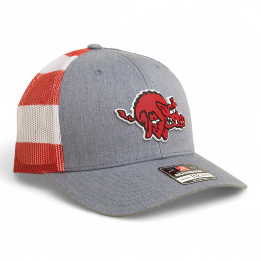 Arkansas Razorbacks 1970’s Classic 3D Snapback Trucker Hat- Heather Grey/ Stars & Stripes