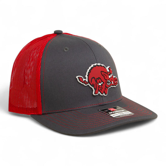 Arkansas Razorbacks 1970’s Classic 3D Snapback Trucker Hat- Charcoal/ Red