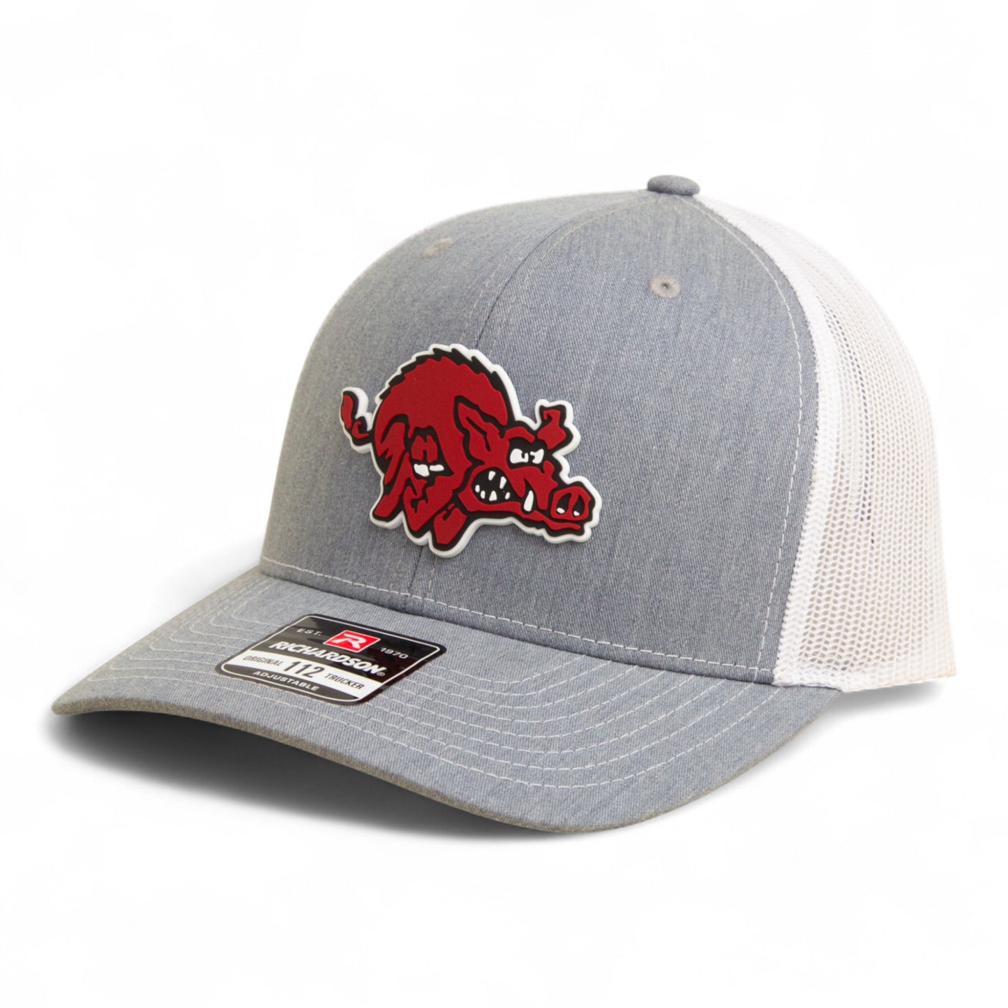 Arkansas Razorbacks 1970’s Classic 3D Snapback Trucker Hat- Heather Grey/ White