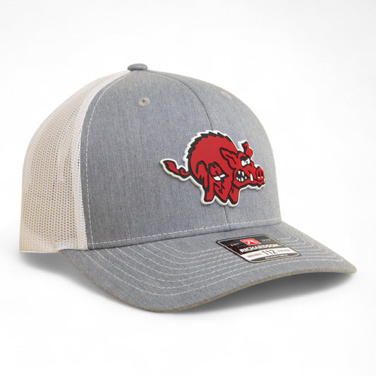 Arkansas Razorbacks 1970’s Classic 3D Snapback Trucker Hat- Heather Grey/ White