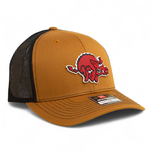Arkansas Razorbacks 1970’s Classic 3D Snapback Trucker Hat- Caramel/ Black