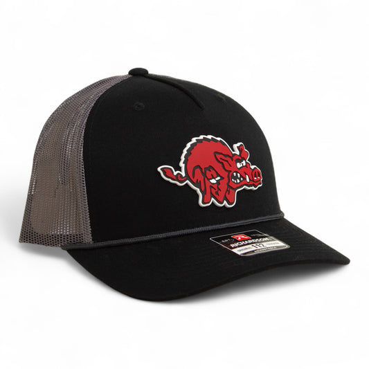 Arkansas Razorbacks 1970’s Classic 3D Snapback Trucker Rope Hat- Black/ Charcoal