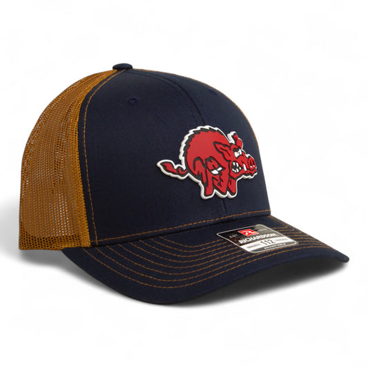 Arkansas Razorbacks 1970’s Classic 3D Snapback Trucker Hat- Navy/ Carmel