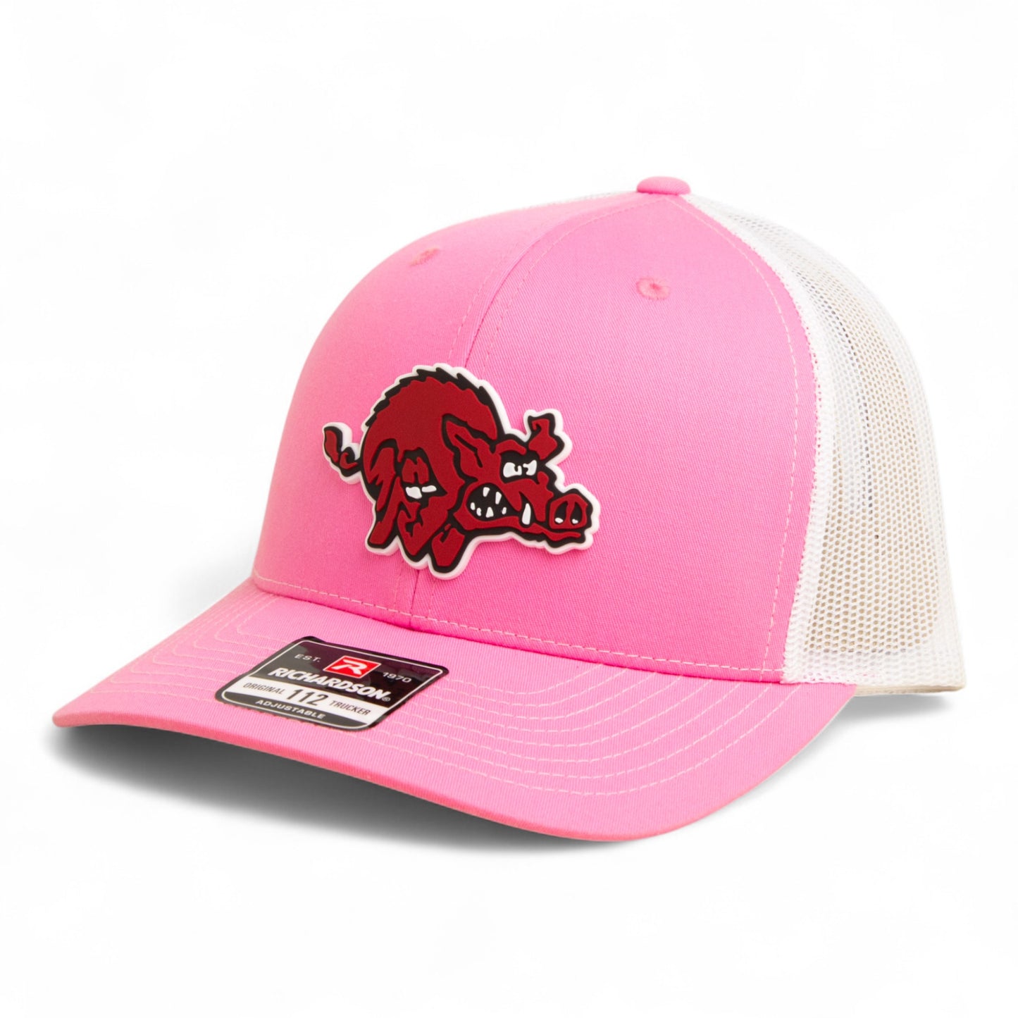 Arkansas Razorbacks 1970’s Classic 3D Snapback Trucker Hat- Pink/ White