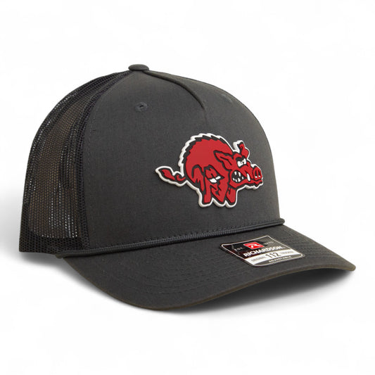 Arkansas Razorbacks 1970’s Classic 3D Snapback Trucker Rope Hat- Charcoal