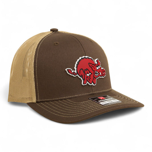 Arkansas Razorbacks 1970’s Classic 3D Snapback Trucker Hat- Brown/ Tan